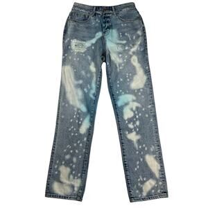 Good American High Rise Bleach Splatter Jeans GVFW79 RT Blue 544 Size 2/26